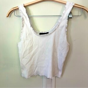 asos design white lettuce edge crop tank top